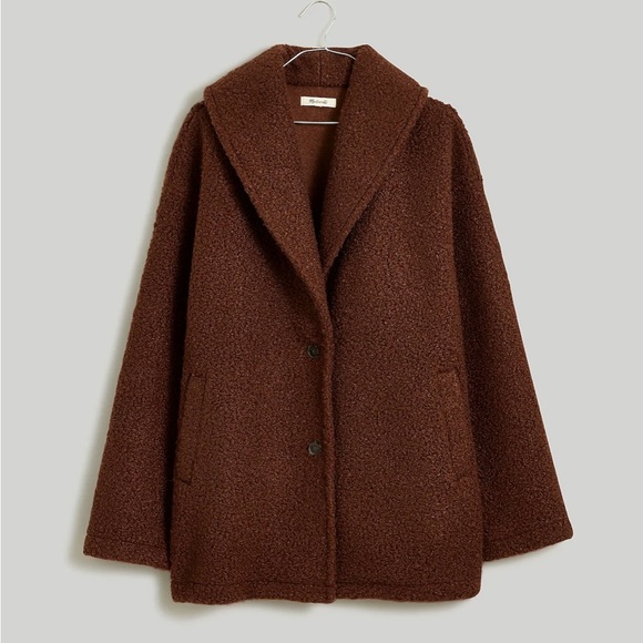 Madewell Pebbled Shearling Shawl Coat NWOT - Picture 4 of 5